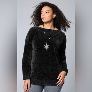 J. JILL-PURE JILL || Black Luxe Chenille Pull-Over Sweater. Sz. SP